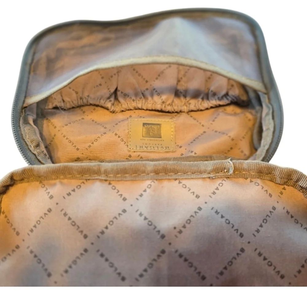 Bvlgari Parfums Set Of 2 Gray Canvas Zip Cosmetic Toiletry Cases